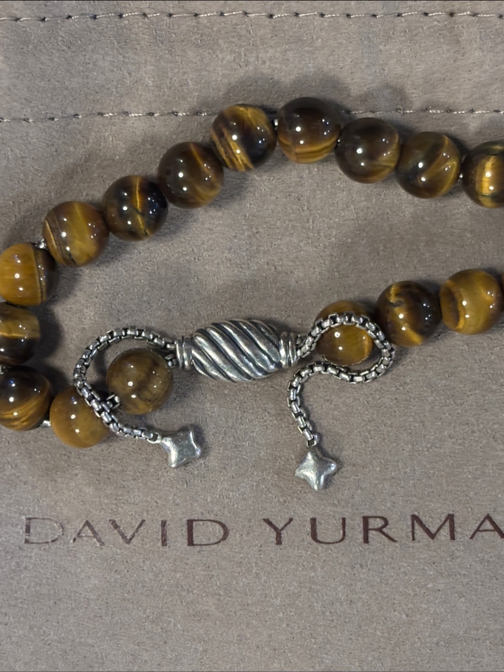 David Yurman Tiger Eye Bead Bracelet in Brown and Silver - Picture 3 of 4
